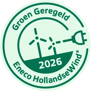 Wir nutzen 100 % erneuerbare Energie aus zertifizierter niederländischer Windkraft.